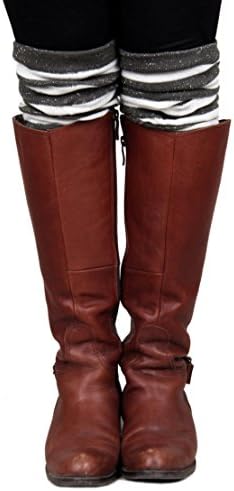 Calonice Amorino Women's Accessory Leg Warmers Black White Fashion style winter spring fall warm boot cuffs Strips Crochet Knitted Knee High Socks One size 50x1x15 cm (LxHxW) 31900