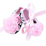 SODIAL(R) Toddler Infant Baby Girl Shoes Soft Soles Non-slip Pink Silk Ribbon Shoes (for 0-6 Months)