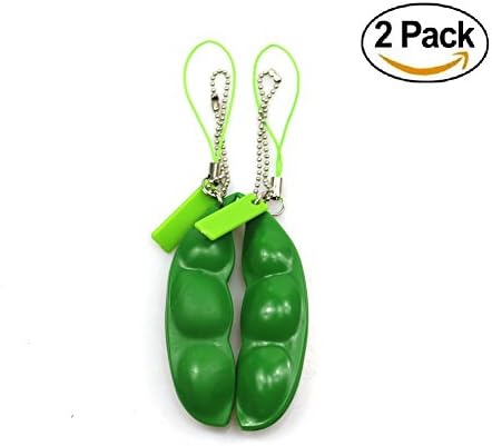 Fidget Keyrings Toys, 2 PCS Fun Squeeze-a-Bean Soybean Pendants Anti Stressball Stress Relieving Keychain Mobile Cellphone Chain by Kayea2