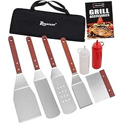 Romanticist 8PC Plancha Accessoires de avec Poignée Très Longue - Ensemble de Spatules de Plaque de Cuisson de Qualité Supérieure pour Cuire Le Gril Hibachi dans Un Sac de Transport