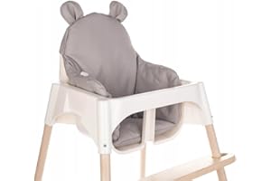 AMAMI Sitzkissen kompatibel mit Ikea Antilop Hochstuhl – Hochstuhl Sitzbezug – Stuhlkissen für Kleinkinder – Handmade Baby Kissen - antiallergisch – Handgefertigt – Teddy - Grau