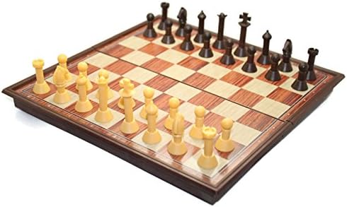Wooden Look Magnetic Folding Chess Board Pieces Portable Games Kids Adults