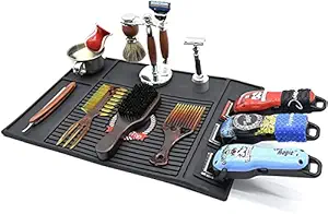 Barber Tools Organizer Mat, Clippers Mat, Flexible and Anti-slip Magnetic Barber Mat, Magnet Strip Station Pad for Hairstylist(BLACK)