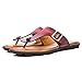 Produktbild Rindsleder Flip Flops Mens Echtes Leder Sandalen Licht Strand Slipper Männer Sommer Schuhe Braun Weinrot Sandalen Männer Zapatos Hombre,Grille Schuhe (Color : Red, Size : 38-EU)