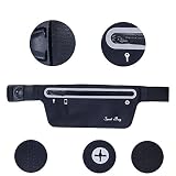 Wasserresistente Ultra Thin Elastische Gürteltasche, Alfort Unisex Sport Hüfttasche Flache Bauchtasche mit Kopfhöreranlass Geeignet für iPhone 7 / 7 Plus, Samsung Galaxy S8 / S8 + , Sony Xperia / Huawei / Android etc alle Handys unter 6,3 Zoll, Laufen Handytasche mit reißverschluss, Reflektierenden Streifen für Nachtsichtbarkeit für Fitness Jogging Fahrradfahren Sporttasche (Schwarz) - 