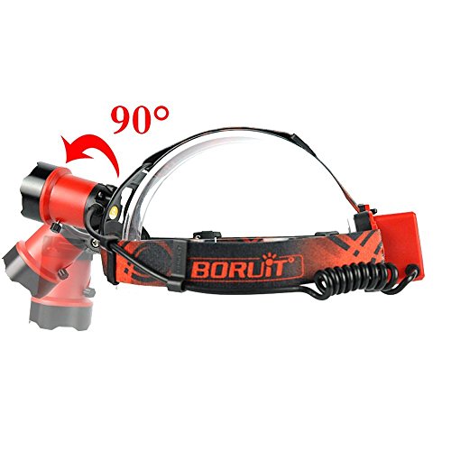 Boruit Led stirnlampe kopflampe Späteste Version LED-Hauptfackel, super helles XM-L2 LED-Scheinwerfer-Licht Zoomable nachladbare Scheinwerfer-Taschenlampen-Kopf-Lampe für kampierendes fischendes Radfahren laufendes wanderndes Jagd-kletterndes Sicherheits-Licht, European regulation charger - 2