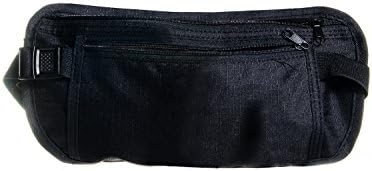 Travel Money Belt + RFID + bonus automatize (Black) waist stash pouch bag woman men 2 pockets passport cards tickets cash + spray bottle