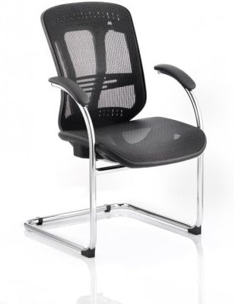 Mitcham Visitor Chair | Fixed Armrests | Lumbar Support | Black Mesh