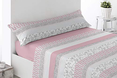 CONFORT HOME T. M. -Full Painted*- Juego DE SÁBANAS Verano 3 Piezas, 100% POLIÉSTER (Bajera, ENCIMERA Y 1 Funda DE Almohada) para Todas Las Camas DE 200 CM DE Largo (Gardy Rosa, 90_x_200_cm)