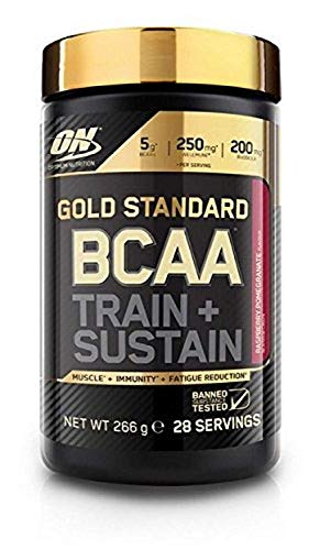 Optimum Nutrition Gold Standard BCAA Poudre, Complément Alimentaire BCAA en Poudre avec Vitamine C, Magnésium, Saveur Framboise Grenade, 28 Portions, 266g