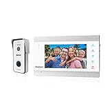 TMEZON HD 1080P Visiophone Filaire, Vidéo Interphone 4 Fils, 7 Pouce Moniteur Écran Tactile et 1x1200TVL Sonnette de Caméra,Audio Bidirectionnelle,Enregistrement/Instantané,Vision Nocturne