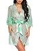 Produktbild Avidlove Damen Kleid Gown Kurz Dessous Kimono Spitze Weiter Ärmel Transparente Robe Mesh mit Gürtel und G-String Bikini Cover Up Spitze Sommer Bat Weiter Ärmel