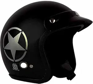 O2 STARX PERL Open Face ABS Helmet with Quick-Release Adjustable Strap, Sturdy Head Protector, Safety Helmet for Bike (Medium Size, Black)