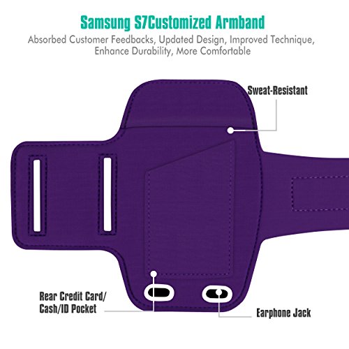 EOTW Brazalete deportivo Samsung Galaxy s6 7 de Neopreno Antideslizante con un bolsillo para tarjetas  llaves  dinero y auriculares  Brazalete movil Ajustable   Prueba de Sudor perfecto para Running F  tbol Pesca Gimnasio Bicicleta Waveboard 