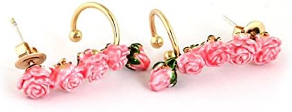 Women's Ear Nail Eardrop Rose Garden Pink Bud Ear Studs 925 Silver Post Hypoallergenic Women's Accessories,A