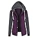 Produktbild Mantel Damen Mit Kapuze CLOOM Frau Tops Mädchen üBergang Kapuzenpullover Bluse Collegejacke Zweireiher Mantel Fliegerjacke Sport Parkajacke Lässige Schöne Cardigan Baseball Sweatshirt (S, lila)