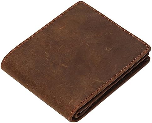 XKMON Bifold Genuine Leather Wallet for Men, Short Purse with Zipper Pocket 2802R Brown Big