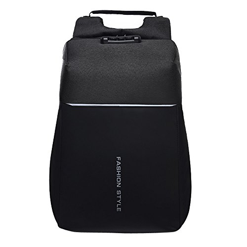 Preisvergleich Produktbild POIUDE Wasserdicht Laptop Schulrucksack Backpack, Multifunktions-Rucksack Password Lock Hochleistungs-Laptop-Tasche mit USB(Schwarz, 30x16x48cm)