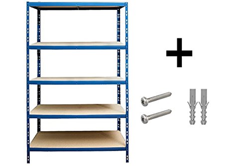 Schwerlastregal 180x100x60 cm blau 5 Böden 175 kg Werkstattregal Reifenregal Archivregal Lagerregal
