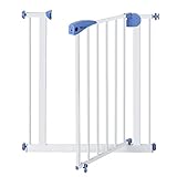 Amzdeal Türschutzgitter/Treppenschutzgitter aus Metall Erweiterbare Verlängerungen möglich für 75cm-85cm / Gesamthöhe 79cm für Babys ab ca. 6 - 24 Monate in weiß