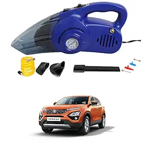 Oshotto 100W Heavy Duty Car Vacuum Cleaner Cum 120W Heavy Duty Air Compressor/Tyre Inflator (2 in 1) Compatible with Tata Harrier - Blue