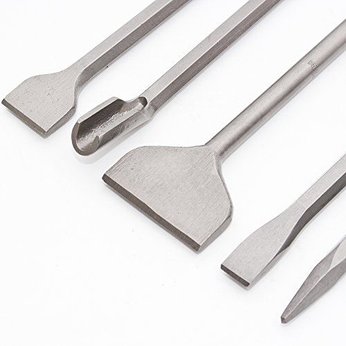 Rexxer (SDS-Plus) Meißel Set 5 tlg Meissel Fliesen Breit Flach Spitz Kanal (250 mm) - 3