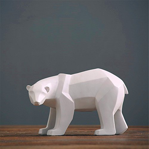 qianyue Résine Abstraite Blanc Ours Polaire Sculpture Figurine Artisanat Décor À La Maison Décor Géométrique Résine Faune Ours Statue Craft (Petit)