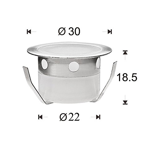 QACA 20er LED Einbauleuchten Bodeneinbaustrahler Warmweiß Außen Wasserdicht IP67 0.6W Ø30mm Treppenstufen Garten Terrasse - 9