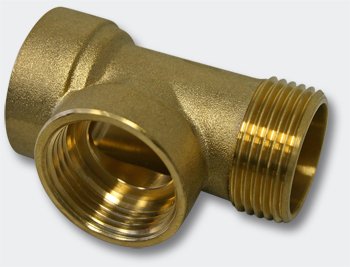 3-Wege Verteiler Messing 3xDN25 1" T-Anschluss Hauswasserwerk, Pumpe und Membrankessel