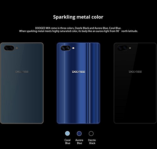 DOOGEE MIX - 5,5 Zoll AMOLED Bildschirm Blende-weniger Android 7.0 4G Smartphone, Helio P25 Octa Core 2.5GHz 6GB RAM + 64GB ROM, 5MP Front Kamera + Dual Heckkamera (8MP + 16MP) - Schwarz