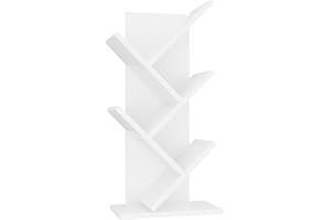 YMYNY Estantería de árbol, Librería de 4 Niveles, Librero de Escritorio, Estante de Pie para Libros, Librería Vertical para salón, Sala de Estar, Dormitorio, Oficina, ‎30 x 17 x 60CM Blanco HBC014W