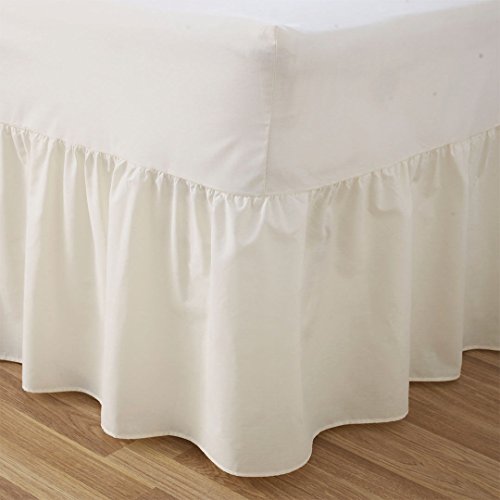 PLAIN DYED 50:50 POLY COTTON BED BASE VALANCE SHEET CREAM: DOUBLE SIZE BED
