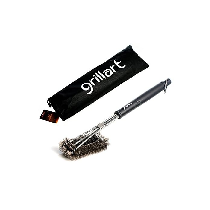 Hochwertige Profi Bbq Grillbrste Aus Edelstahl Das Original Von Grillart Premium Qualitt Mit 3 Edelstahl Brsten Fr Glnzende Oberflchenreinigung 360 Reinigung 3 In 1