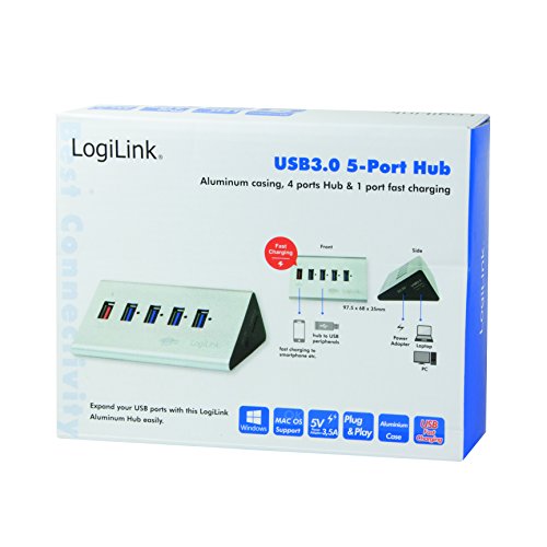 LogiLink USB 3.0 Hub 4-Port + 1x Schnell-Ladeport - 6
