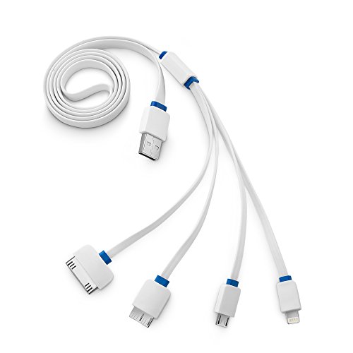 Ladekabel 4 in 1 USB Kabel Multi Mehrfach Adapter Kabel für iPhone 5, 6, 8 Pin – iPhone 3, 4 30 Polig – Micro USB Samsung, Sony, LG, Nokia, HTC, etc. – Micro USB 3.0 Samsung Galaxy S6, Note 3 etc. / in Weiß von OKCS - 3