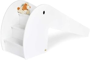 Pinolino Indoor-Rutsche Lotta aus Holz, Belastbarkeit 60 kg, mit 2 Augenaufklebern, für Kinder ab 3 Jahren, weiss