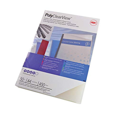 GBC PolyClearView Portada de Encuadernación, 300 Micras, A4, Mate, Pack de 100,