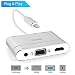 Produktbild Blitz zu HDMI + VGA + 3.5mm Audioadapter, 3 in 1 Blitz Digital-Handelsadapter für iPhone X / 8/7/6/5 Reihe, Auflage Luft / Mini / Pro, HDTV 1080P [stützen Sie IOS 10.3 bis zu IOS 11.x ]