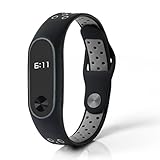 LEEHUR Xiaomi Mi Band 2 Bracelet Handgelenk Band Silikone Gurt für Mi Band 2 Smart MiBand Ersatz-Zubehör (No Activity Tracker) / (Grau&Schwarz, Silikon)