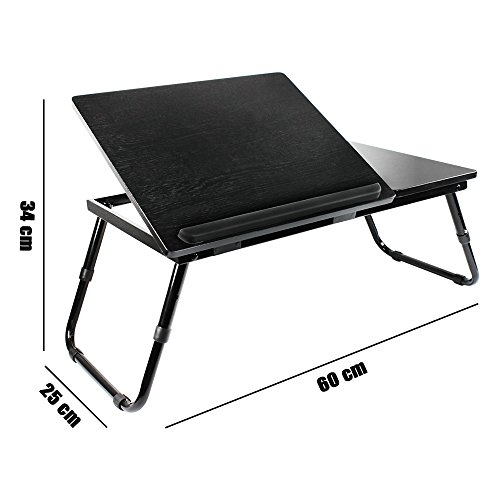 COM-FOUR Laptop Bett-Tablett aus schwarzem Holz (60X35X24cm) - 5