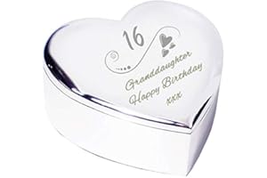 Chris Bag Of Goodies 16 16th Sixteenth Granddaughter Happy Birthday Engraved Heart Shaped Trinket Box Keepsake Idea