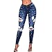 Produktbild Vectry Jeans Damen Slim Fit Skinny Fit Jeans Jogger Push Up Ankle Straight Leg Mit LöChern Stretch Denim Relaxed Hose Aufnäher Hosen, Loch Destroyed Perle Leggings Bleistifthosen Jeanshosen(Blau,L)