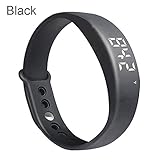Woopower 3D Schrittzähler USB Silikon Intelligentes kabelloses Handgelenk Armband Jelly Color Fitness Tracker Sport Digital LED Anzeige Kalorienzähler Zeit & Temperatur, Schwarz
