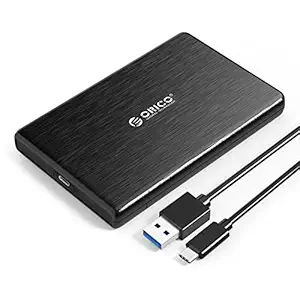 ORICO 2.5 External Hard Drive Enclosure, SATA III to USB Type C for HDD/SSD Below 9.5mm Thickness, Tool Free Installation, [Supports UASP] - Black