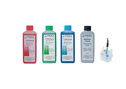 Apera Instruments pH Kalibrierlösung 4.01/7.00/10.01 + 3M KCl Elektroden Aufbewahrungslösung je 250ml, Pufferlösung Set