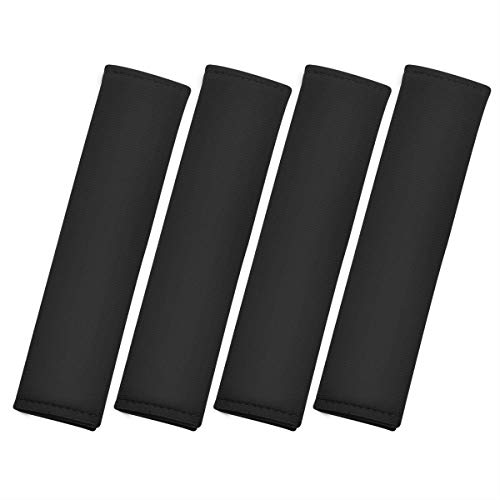 Aitsite 4-Pack Seat Belt Pad Covers Soft Car Safety Seat Belt Strap Shoulder Pads for Adults or Children (Style-1, Black)