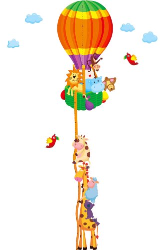 Jungle Animals travel around the world wall sticker sheep monkey lion cow giraffe height chart (measurable 20cm-170cm) baby room wall art decal growth measure wall mural