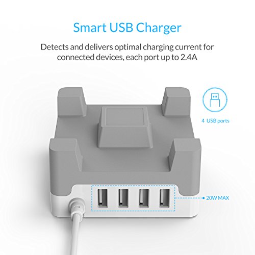 ORICO 20W 4-Port Smart USB Ladestation mit Ständer, Schnell-Ladegerät, für Smartphone Tablet und mehr - 2