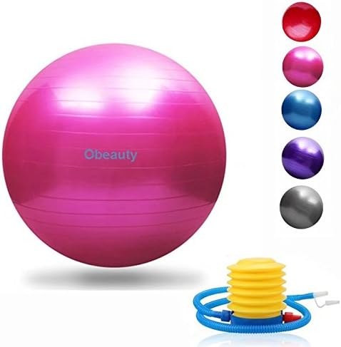 Exercise Ball Chair Yoga Fitness Pilates Ball & Stability Base for Home Gym & Office -Improves Balance, Core Strength & Posture - Men & Women(Rose95)