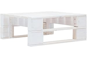 vidaXL Mesa Centro Palets Jardín Otomana Palés Exterior Reposapiés Mueble Pallet Patio Terraza/Interior Madera Pino Impregnada Certificada Blanco